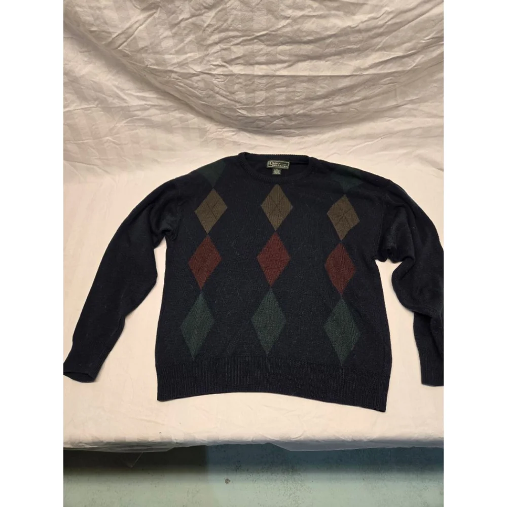 Navy Croft & Barrow Men's Argyle Sweater Size M